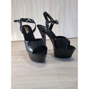 Pleaser Black 4.5" Heels S600 Size 7 NIB – Platform Ankle Strap Stiletto Shoes